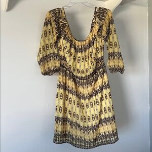Yellow and Brown Patterned Dress